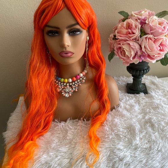 Orange ombré mermaid wig